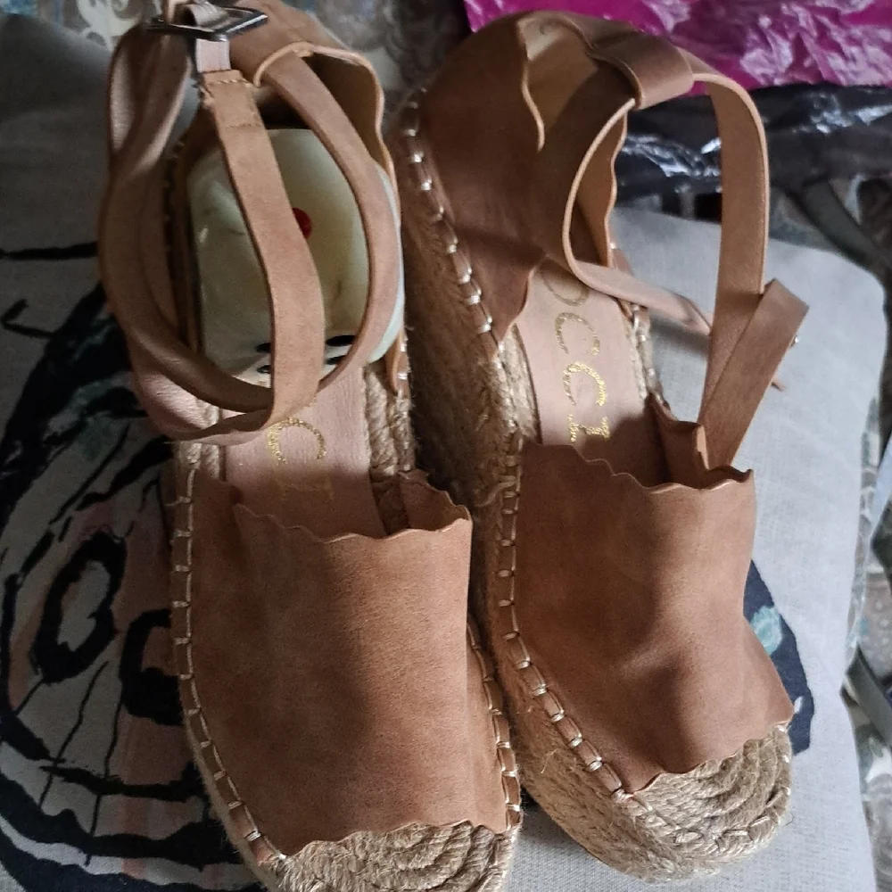 CCOCCI Tan Espadrille Sandals with Ankle Strap